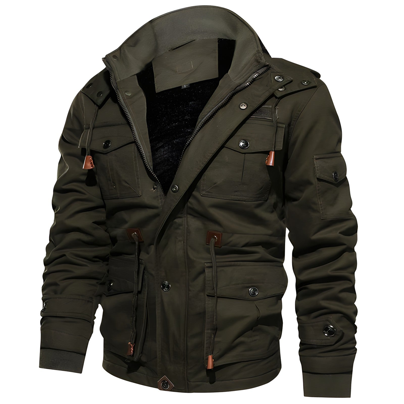 Logan Veste Militaire Homme – Manteau Imperméable avec Doublure Polaire & Taille Ajustable