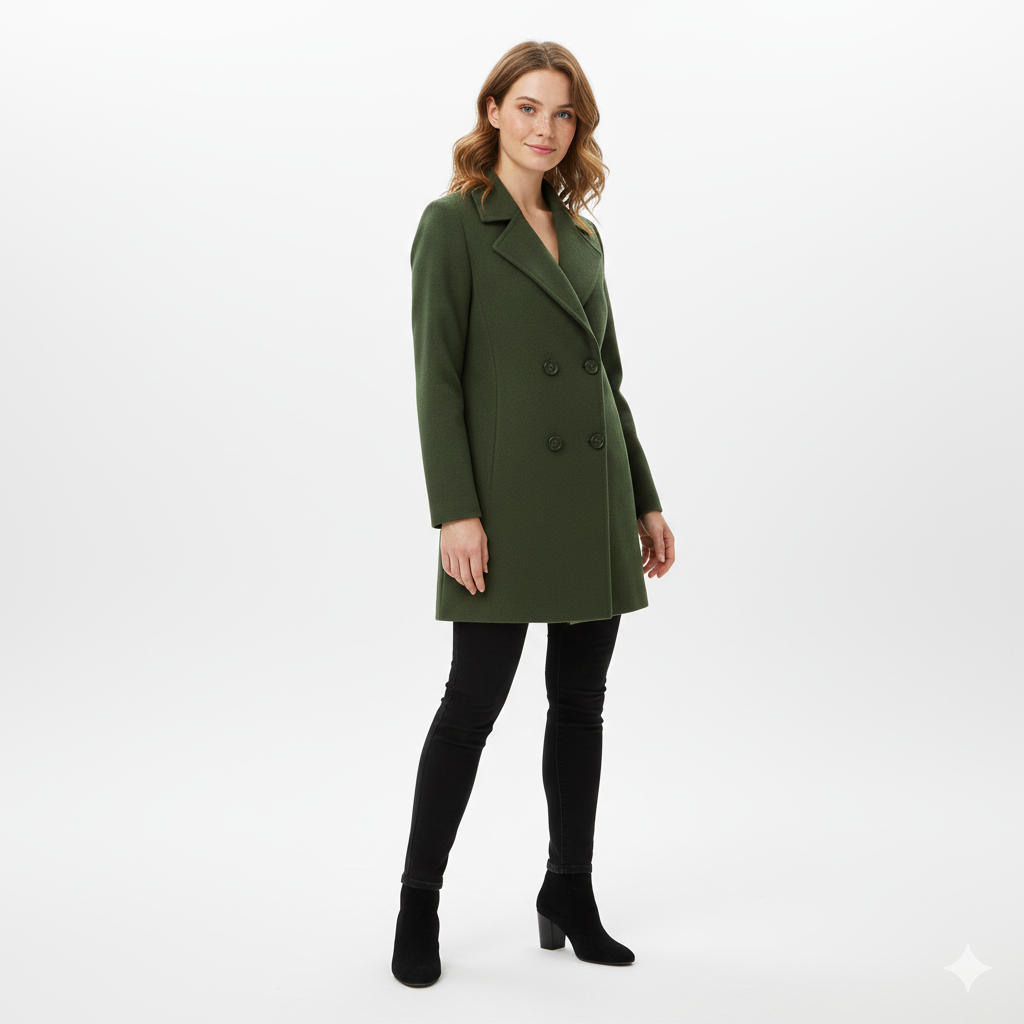 Lucia Donatelli Manteau d’Hiver en Laine pour Femme – Coupe Élégante & Finition Luxueuse