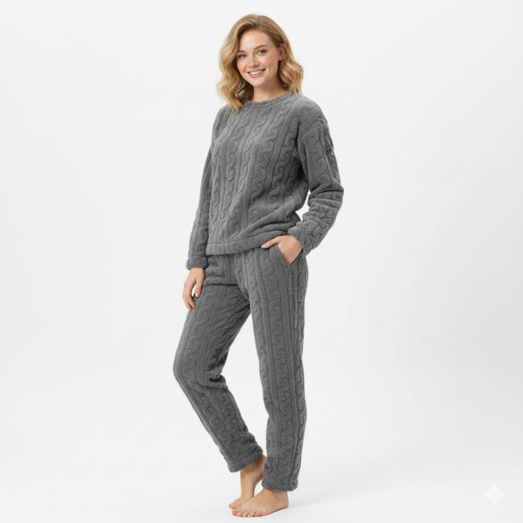 Lunie Loungewear-sett for kvinner – Varm og komfortabel to-delt fleecepyjamas