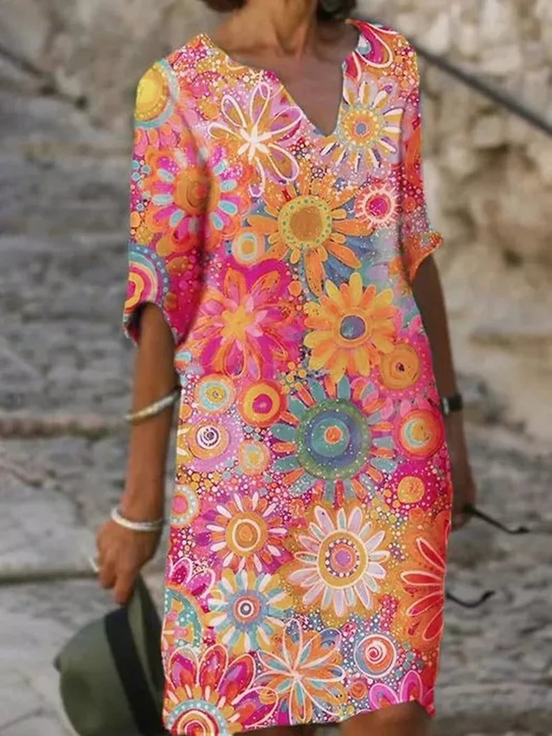 Brianna Robe Bohème Femme – Robe Été à Motif Fleuri avec Coupe Fluide & Style Décontracté Chic