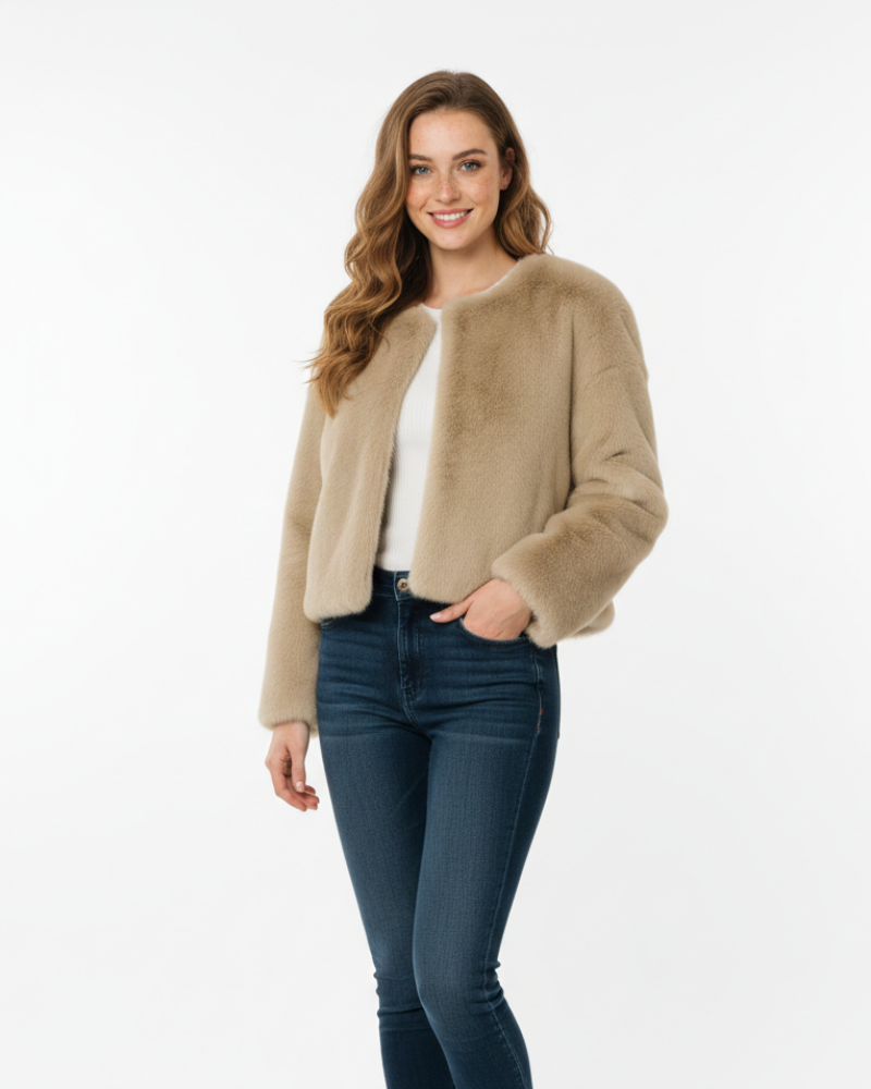 Maya Krótka Kurtka Damska Zima – Dopasowany Krój, Okrągły Kołnierz i Wyrafinowany Styl