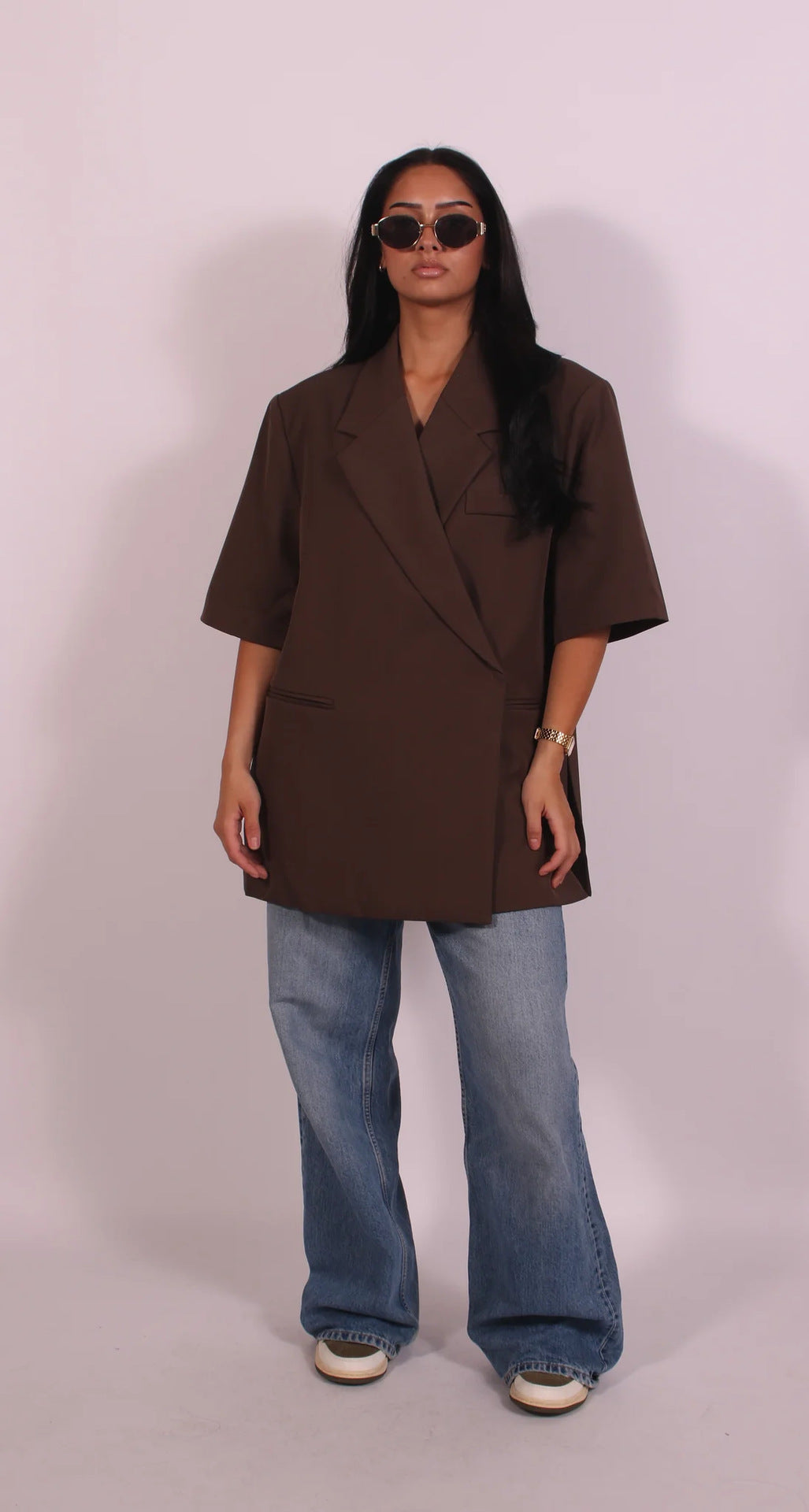 Brielle Blazer Femme – Veste Décontractée à Coupe Ample en Polyester avec Col Élégant