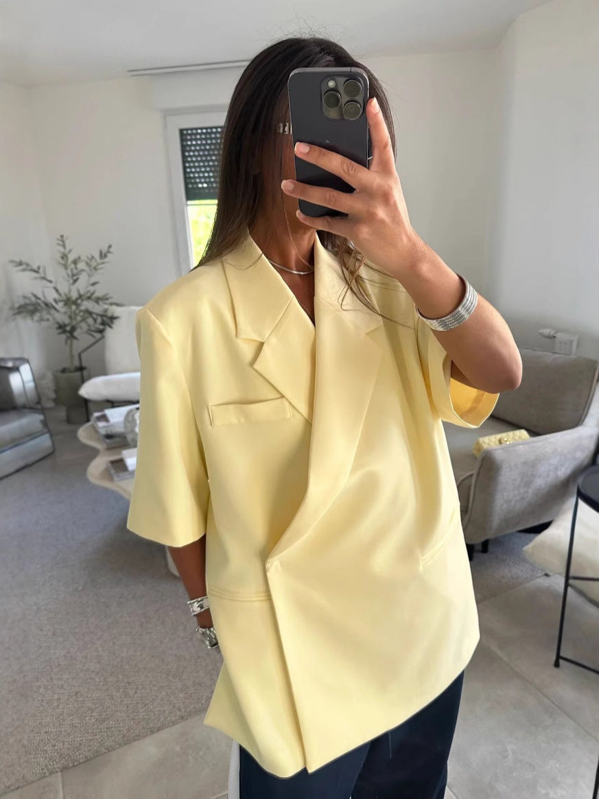 Brielle Blazer Femme – Veste Décontractée à Coupe Ample en Polyester avec Col Élégant