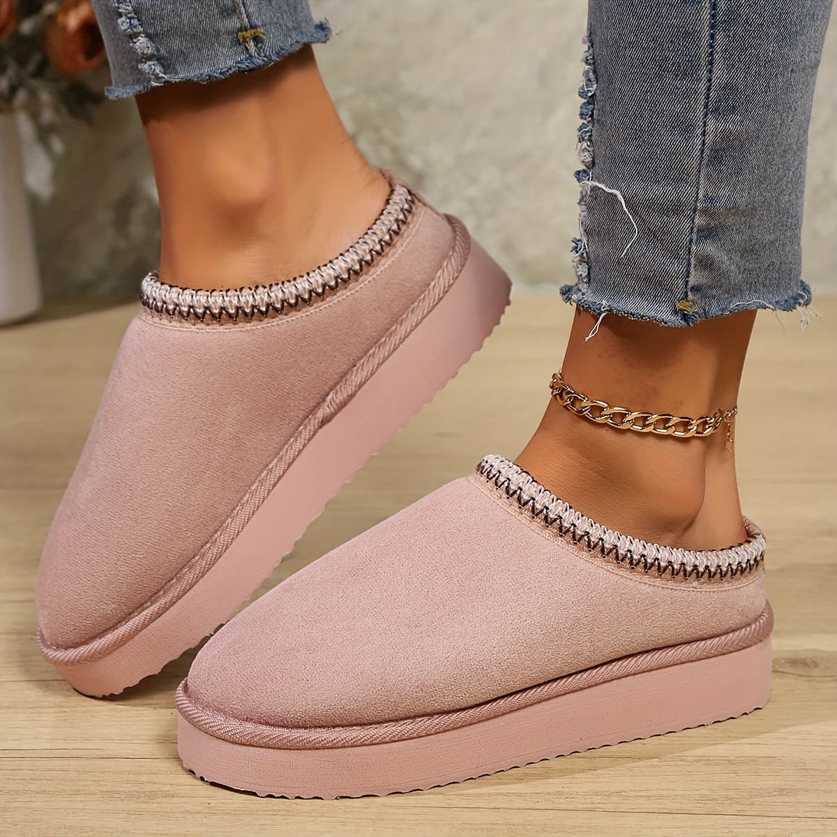 August Chaussures d’Intérieur Femme – Confort Douillet, Design Respirant & Semelle Antidérapante