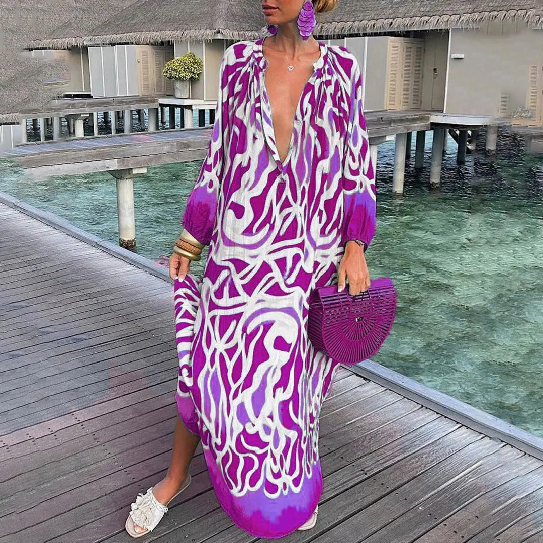 Amelia Robe Bohème Femme – Robe d'Été en Coton Mélangé avec Coupe Flatteuse & Style Chic