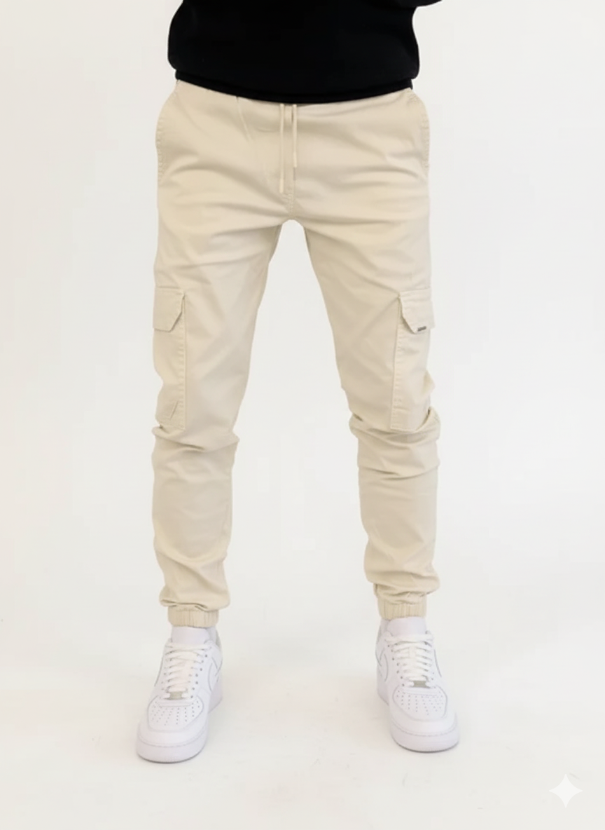 Mariano Pantalon Cargo Homme – Jogger Long avec Taille Élastique, Poches Cargo & Coupe Moderne