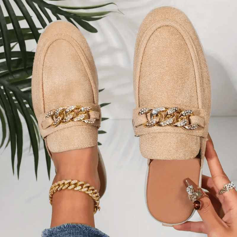 Mocassini da donna Marga - Mules estivi con catena dorata, tomaia traspirante e comfort chic