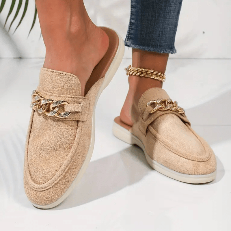 Mocassini da donna Marga - Mules estivi con catena dorata, tomaia traspirante e comfort chic