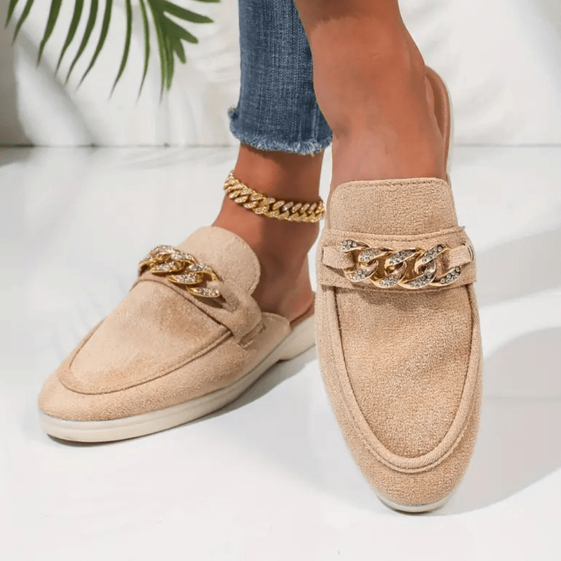 Mocassini da donna Marga - Mules estivi con catena dorata, tomaia traspirante e comfort chic