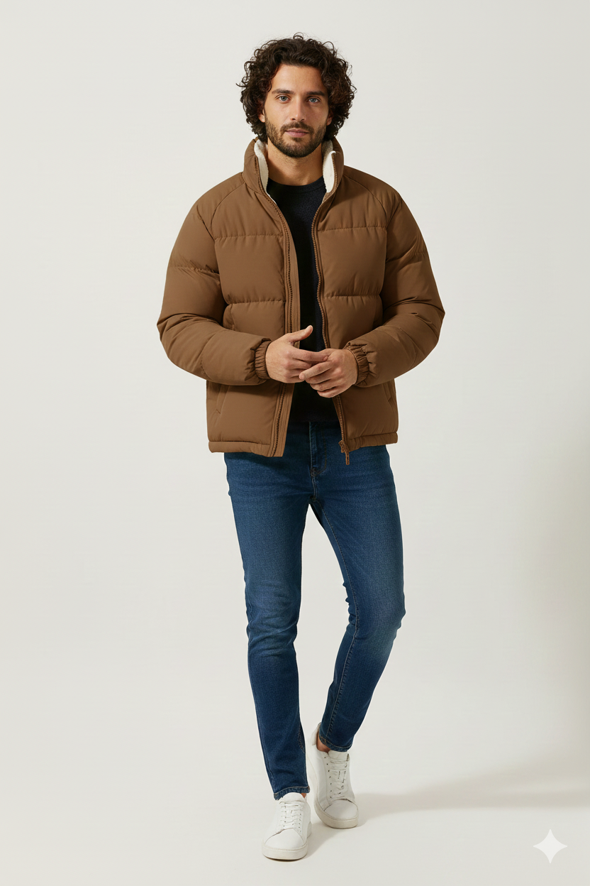 Milan Men's Down Jacket with Fleece Lining – Warm Winter Puffer Jacket