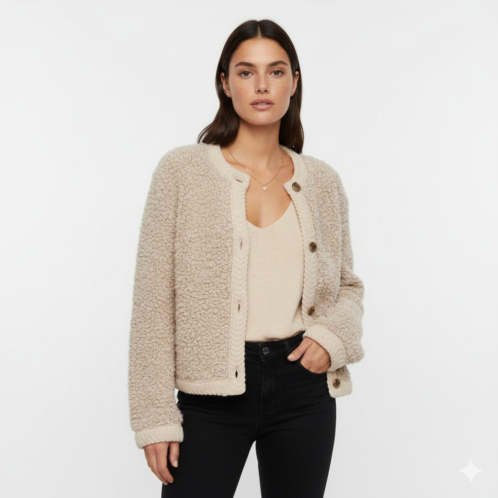 Milda Teddy Vest for Women – Soft Oversized Faux Fur Cardigan with Classic Buttons