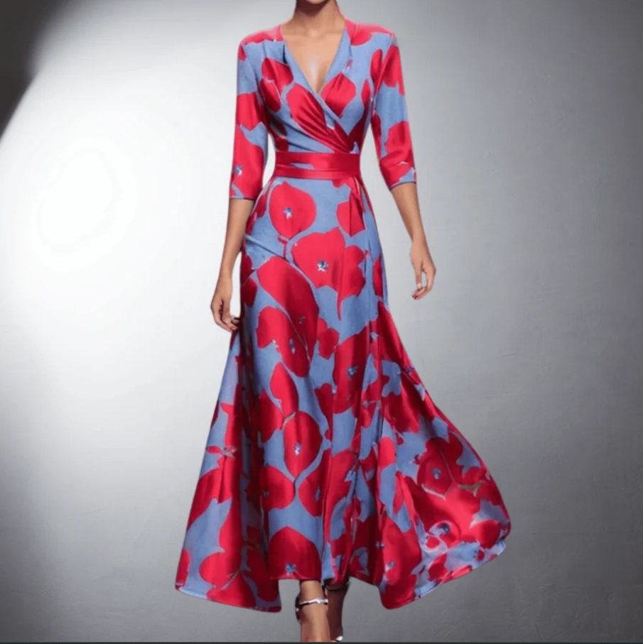 Robe Femme Nunna – Motif Fleuri Élégant avec Coupe Cintrée & Tissu Léger