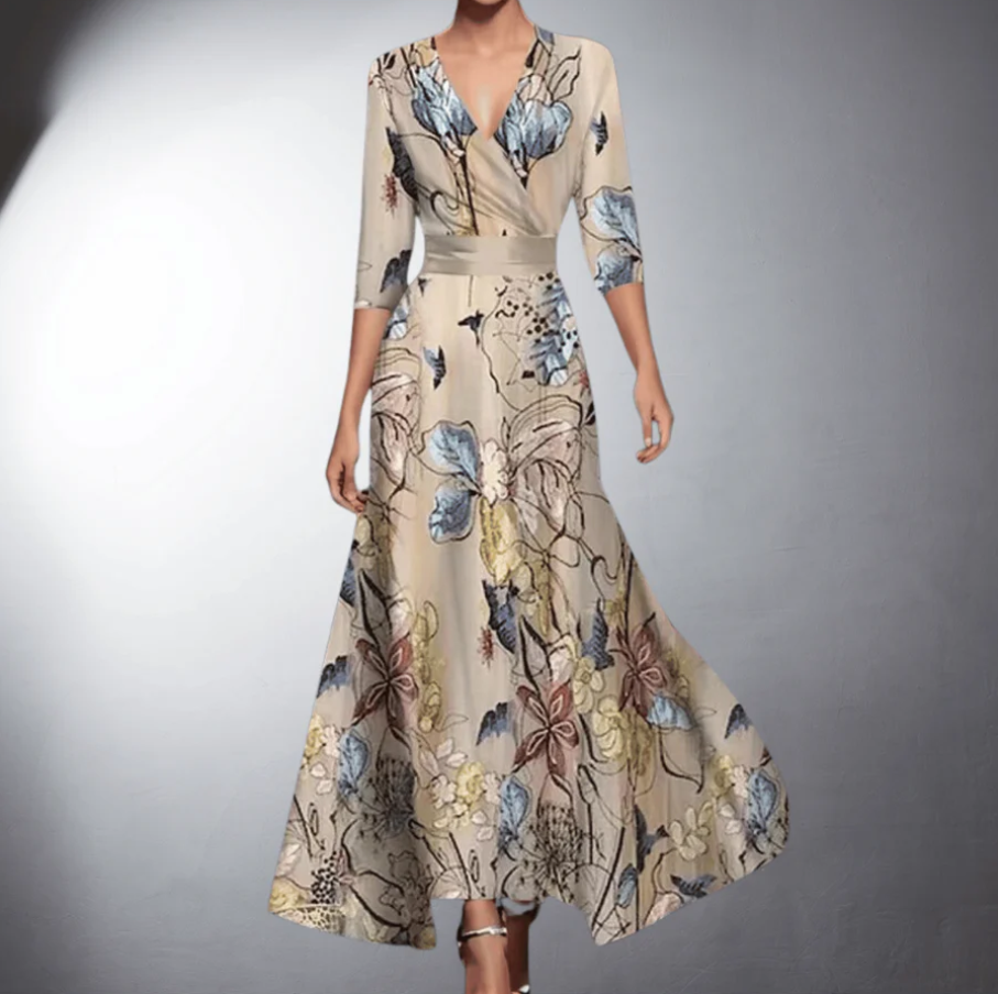 Robe Femme Nunna – Motif Fleuri Élégant avec Coupe Cintrée & Tissu Léger