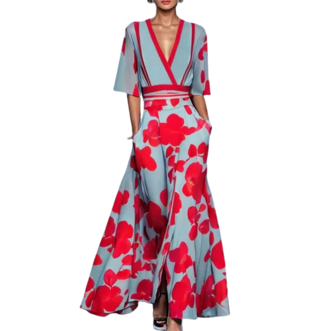 Abito primaverile da donna Noelle - Eleganza femminile con motivo floreale e tessuto leggero