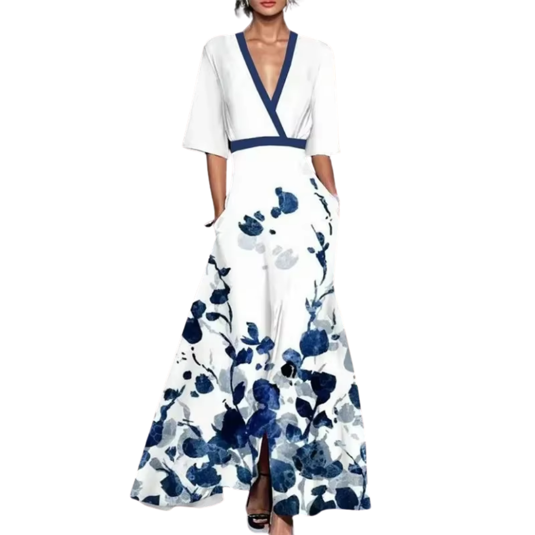 Abito primaverile da donna Noelle - Eleganza femminile con motivo floreale e tessuto leggero