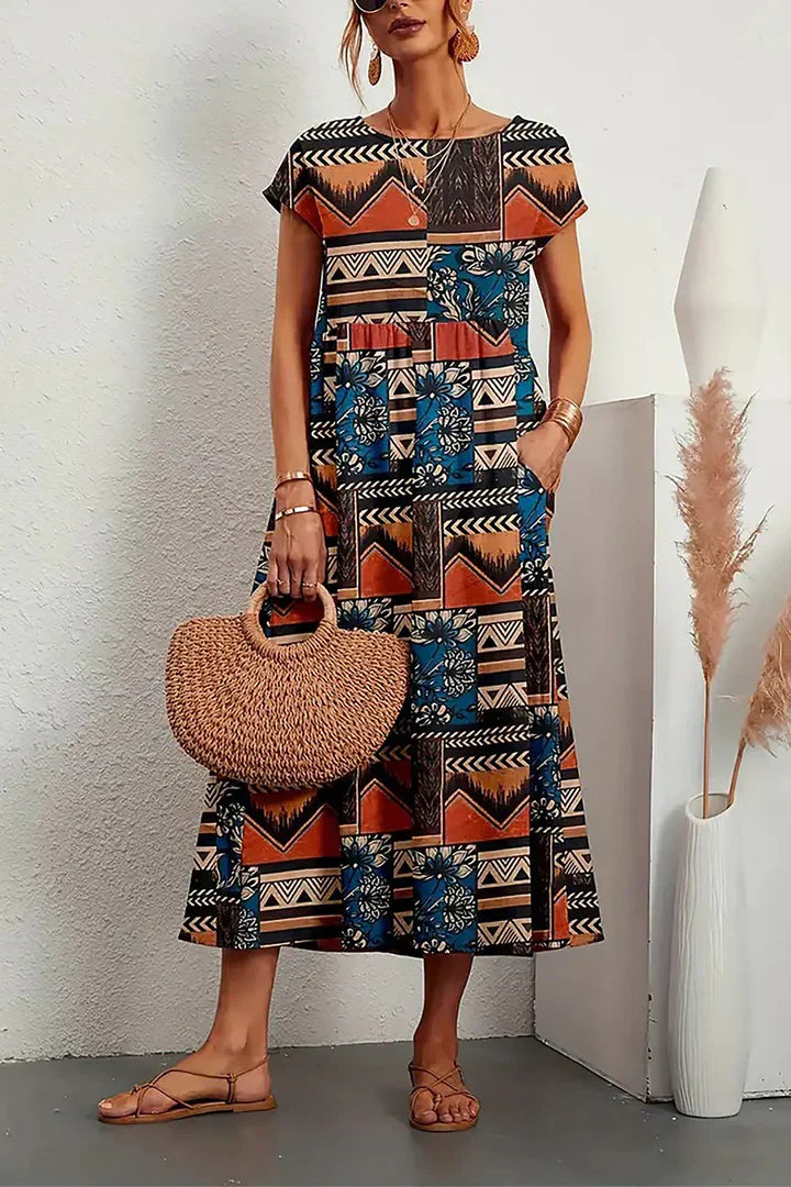 Abito estivo da donna Layla – Abito senza maniche con scollo rotondo, tessuto leggero e motivo elegante