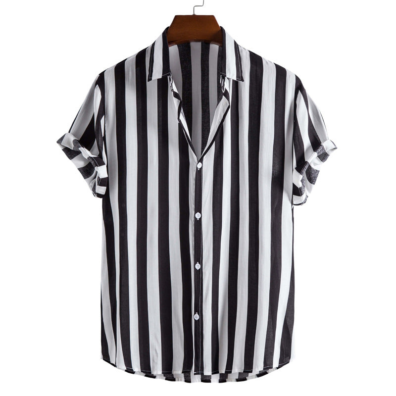 Camicia da uomo Liam - Elegante e leggera camicia corta a righe verticali per un'estate chic