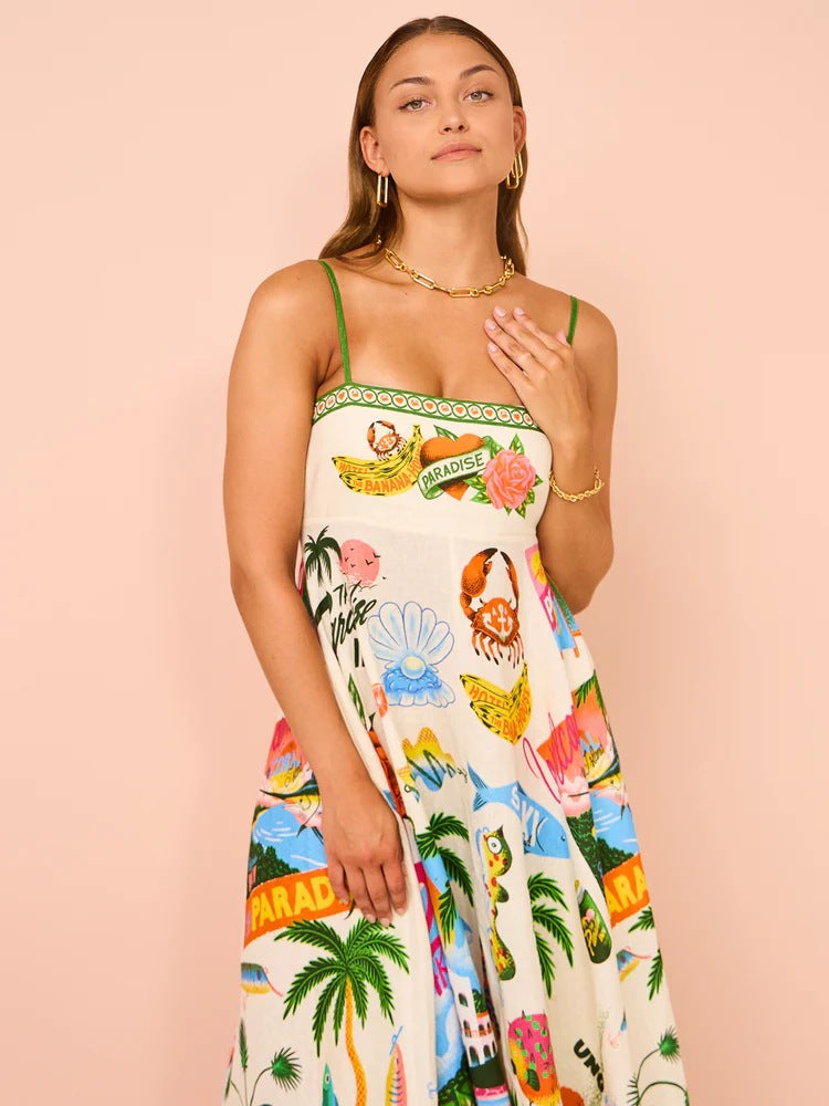 Ara Robe d'Été Femme – Robe en Lin Légère avec Bretelles Réglables & Poches Discrètes