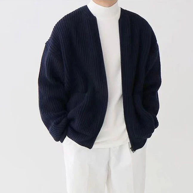 Hans Cardigan Homme – Gilet Décontracté en Maille Côtelée avec Devant Ouvert & Poches Pratiques