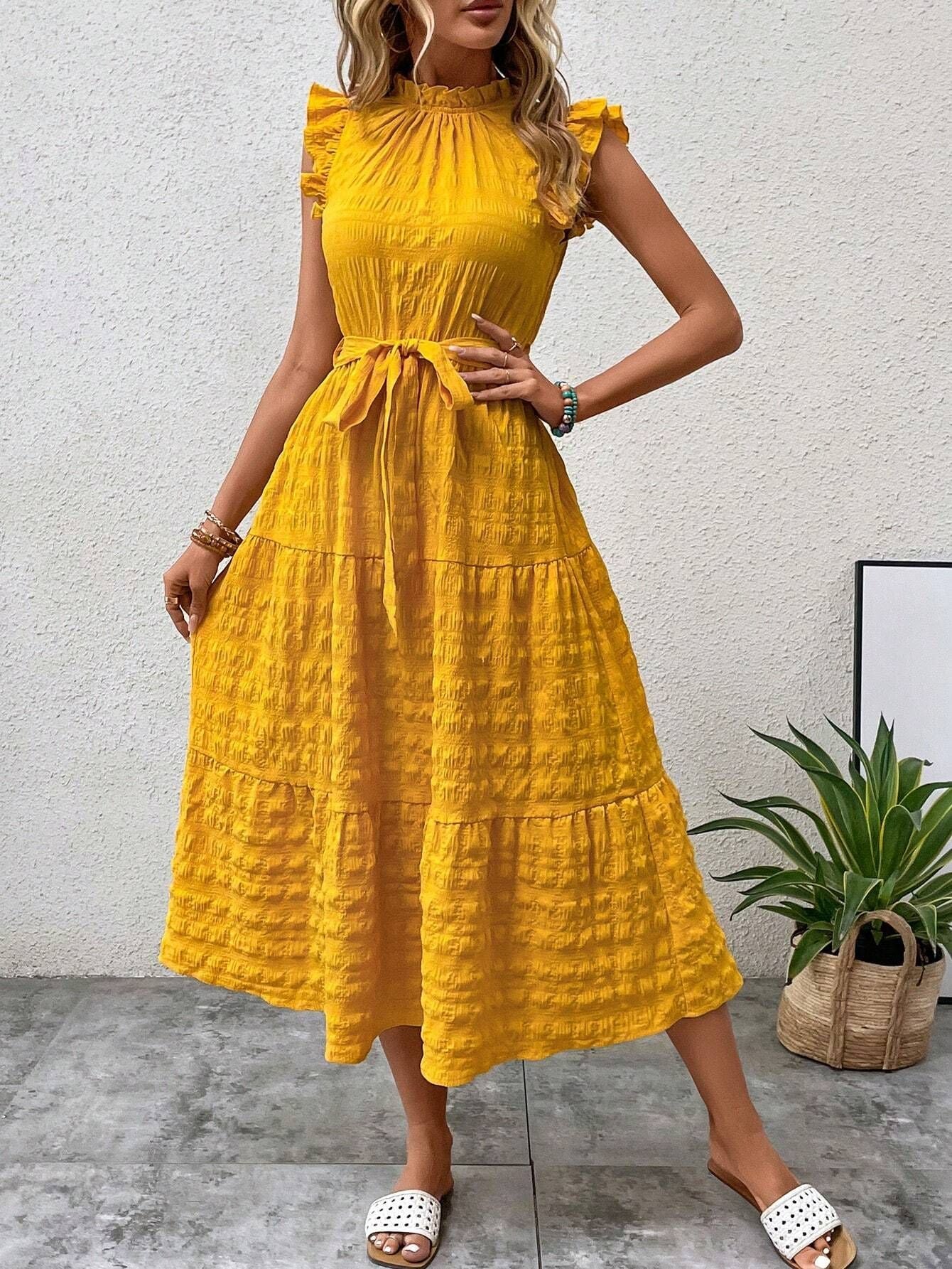 Abito da donna Malia – Abito midi estivo casual con volant e vestibilità fluida per le giornate di sole