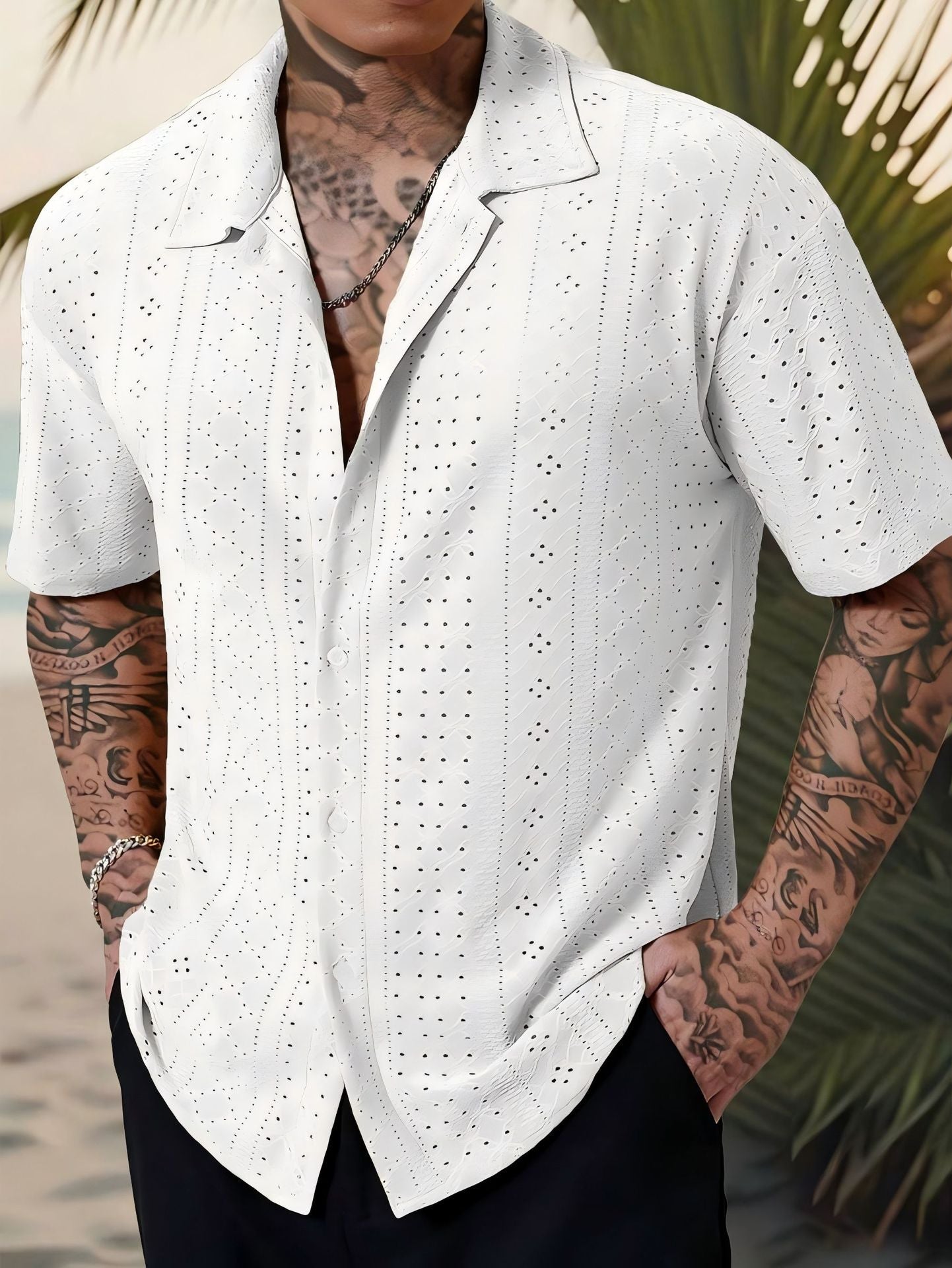 Camicia da uomo Marjhun: camicia testurizzata con bottoni, elegante e comoda, per un look casual