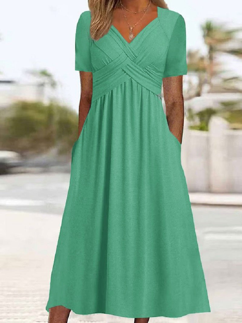 Abito midi da donna Elisabeth: abito elegante con scollo a V, vestibilità fluida e stile senza tempo