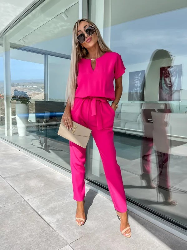 Tuta elegante da donna Tessa - Completo chic a maniche corte per l'estate e le occasioni informali