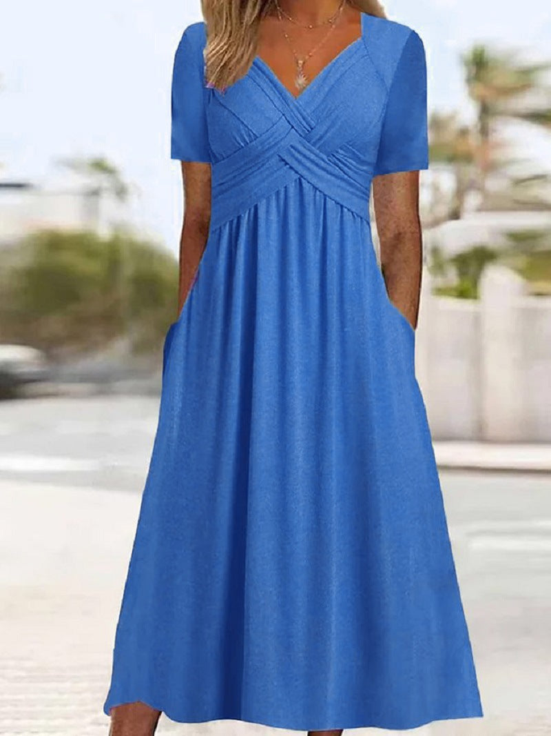 Abito midi da donna Elisabeth: abito elegante con scollo a V, vestibilità fluida e stile senza tempo