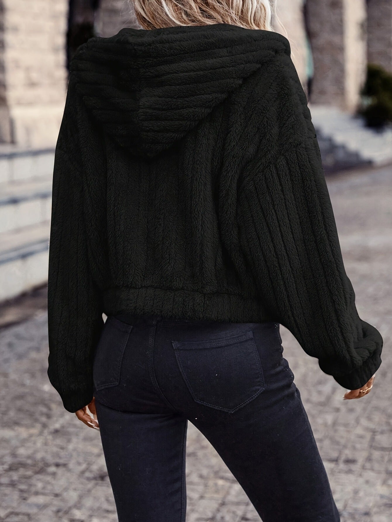 Catherine Veste Femme – Veste Zippée en Polaire Double Face Style Teddy avec Capuche Douce & Chaude