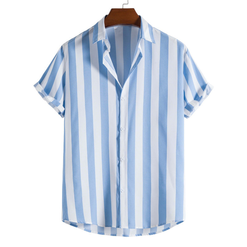 Camicia da uomo Liam - Elegante e leggera camicia corta a righe verticali per un'estate chic