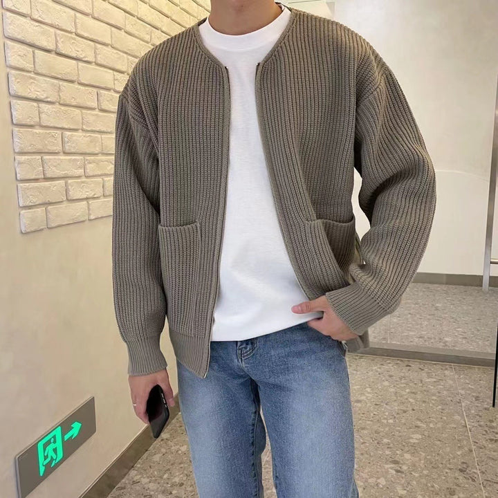 Hans Cardigan Homme – Gilet Décontracté en Maille Côtelée avec Devant Ouvert & Poches Pratiques