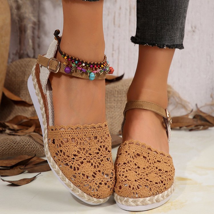 Espadrillas da donna Bailey: scarpe estive bohémien con dettagli all'uncinetto e look naturale