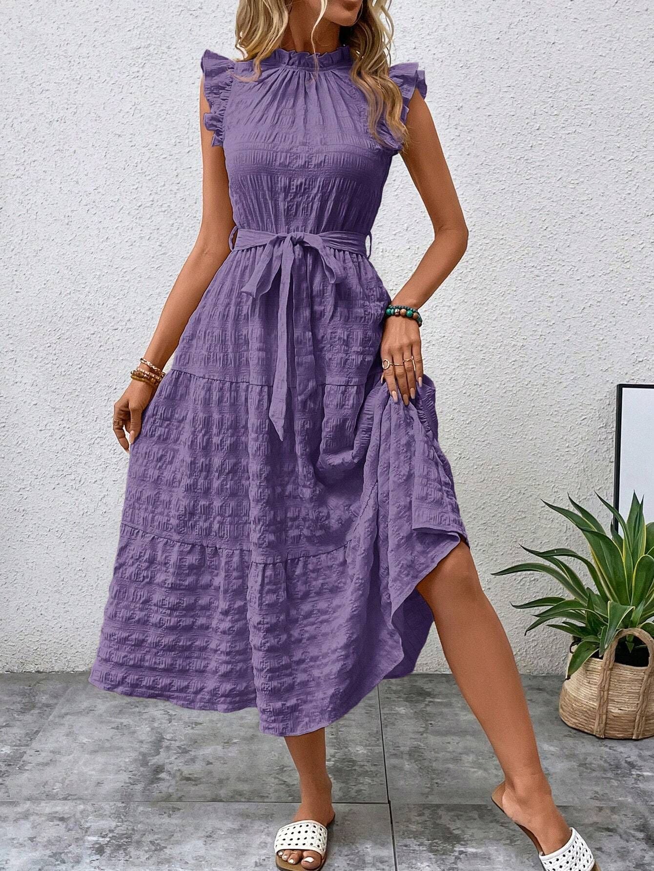 Abito da donna Malia – Abito midi estivo casual con volant e vestibilità fluida per le giornate di sole