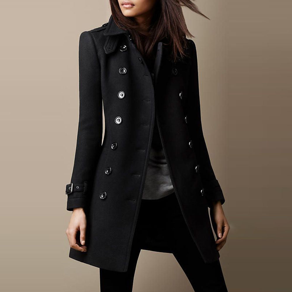 Cappotto da donna Lucille - Elegante cappotto lungo in lana pregiata dallo stile senza tempo