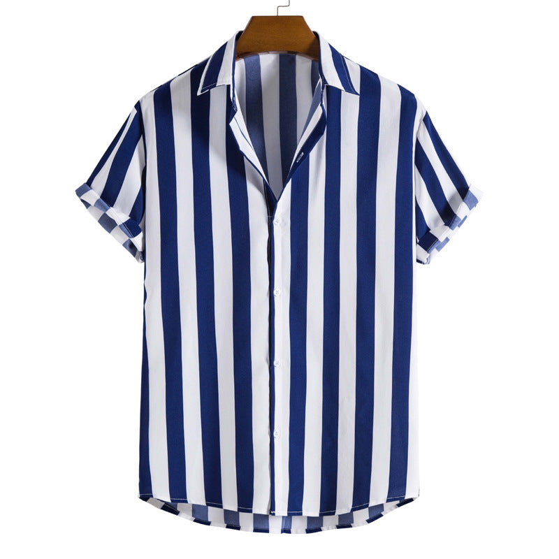 Camicia da uomo Liam - Elegante e leggera camicia corta a righe verticali per un'estate chic