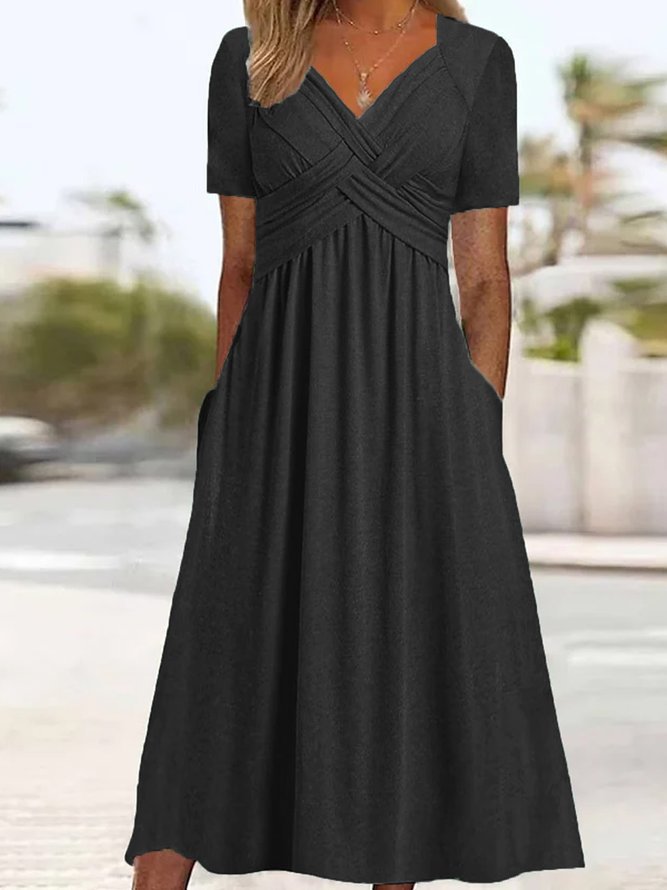 Abito midi da donna Elisabeth: abito elegante con scollo a V, vestibilità fluida e stile senza tempo