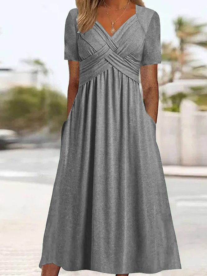Abito midi da donna Elisabeth: abito elegante con scollo a V, vestibilità fluida e stile senza tempo