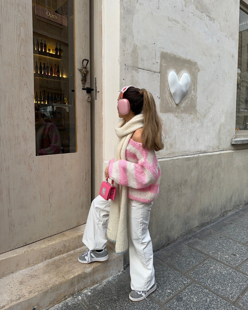 Maglione lavorato a maglia da donna Louisa – Maglione oversize a righe in materiale morbido con un design alla moda