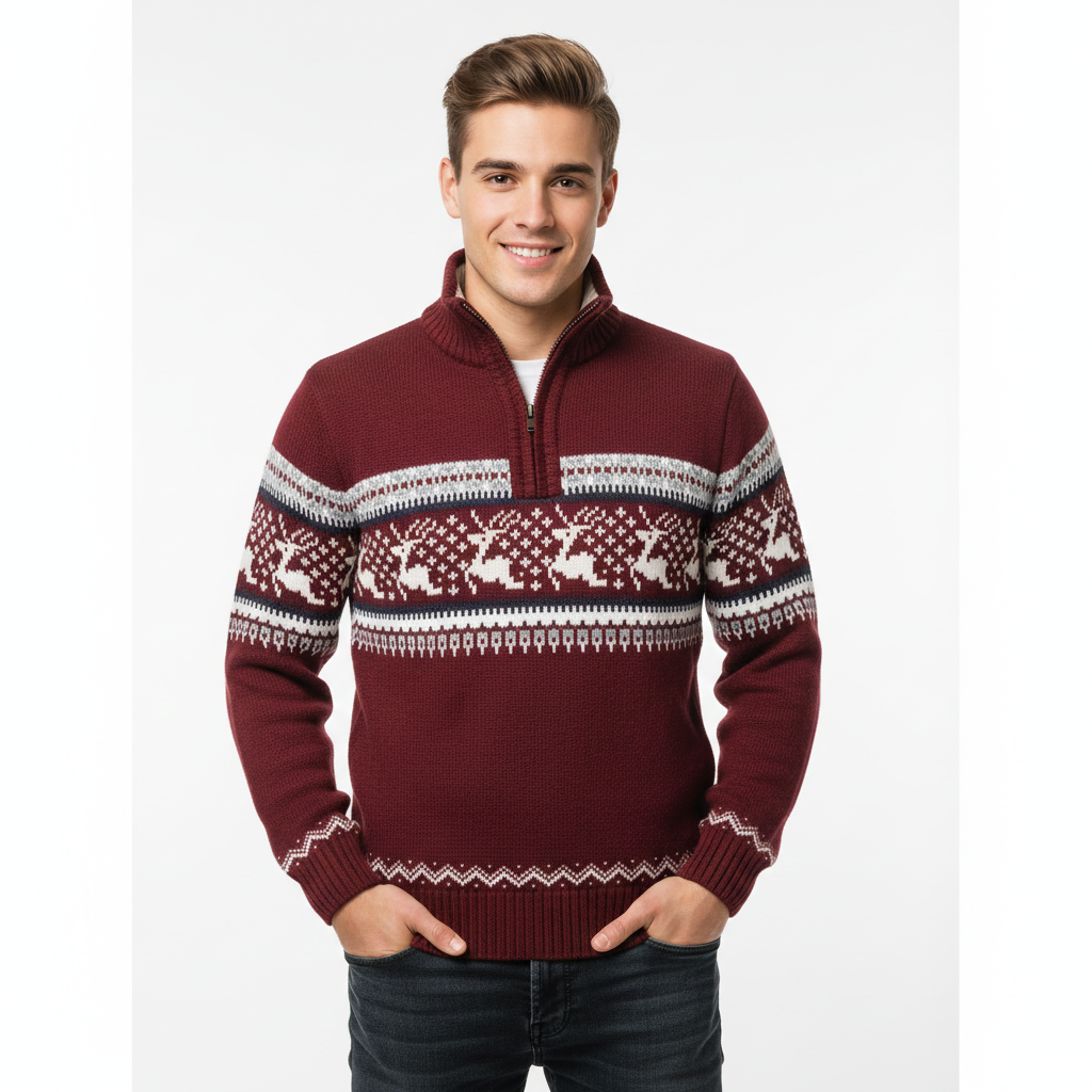 Orly Pull de Noël Homme – Tricot Chaud avec Motifs Festifs & Coupe Confortable