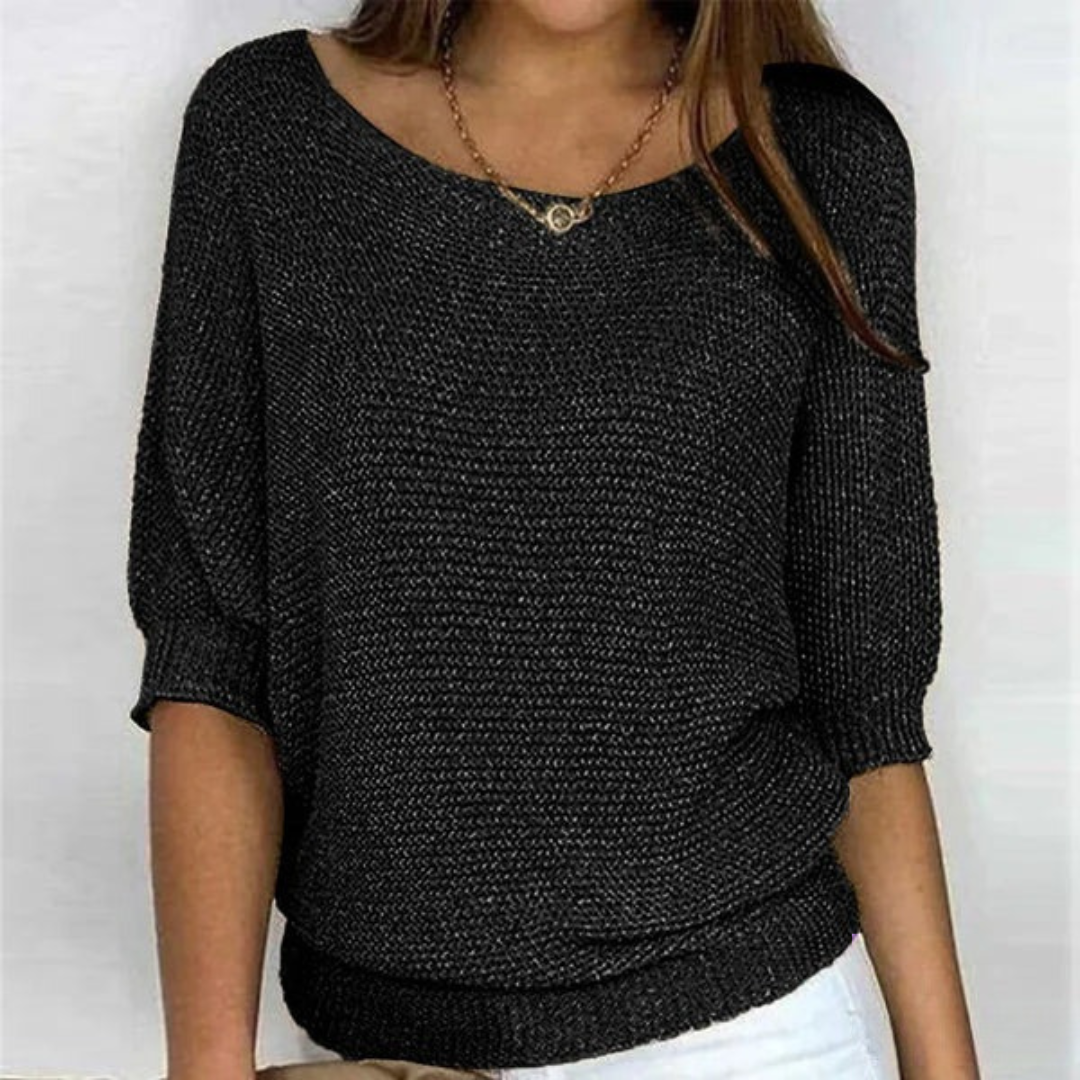Maglione leggero Sophie – Maglione in maglia fine con maniche a pipistrello ed elegante scollo a barca 