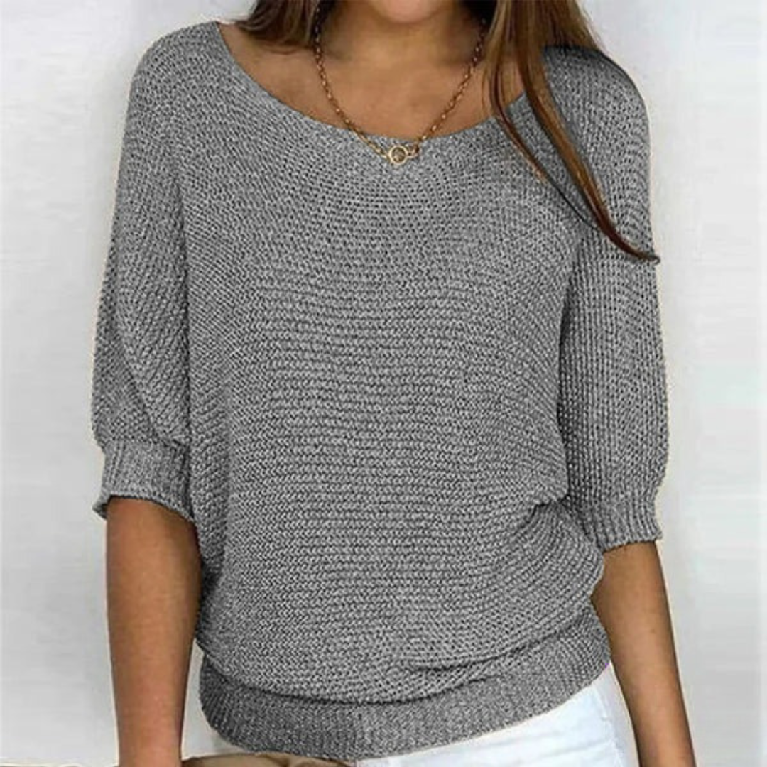 Maglione leggero Sophie – Maglione in maglia fine con maniche a pipistrello ed elegante scollo a barca 