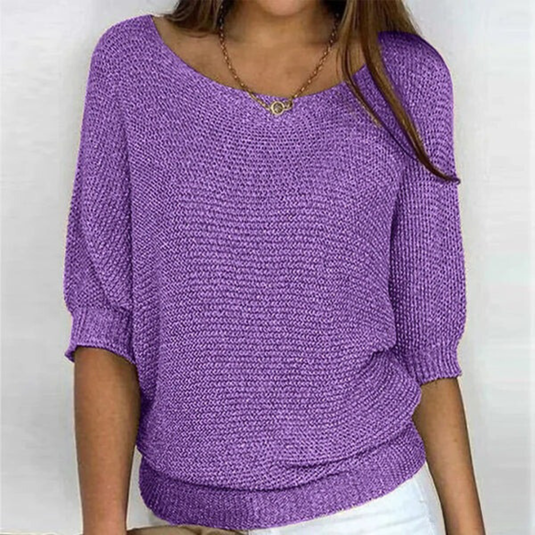 Maglione leggero Sophie – Maglione in maglia fine con maniche a pipistrello ed elegante scollo a barca 