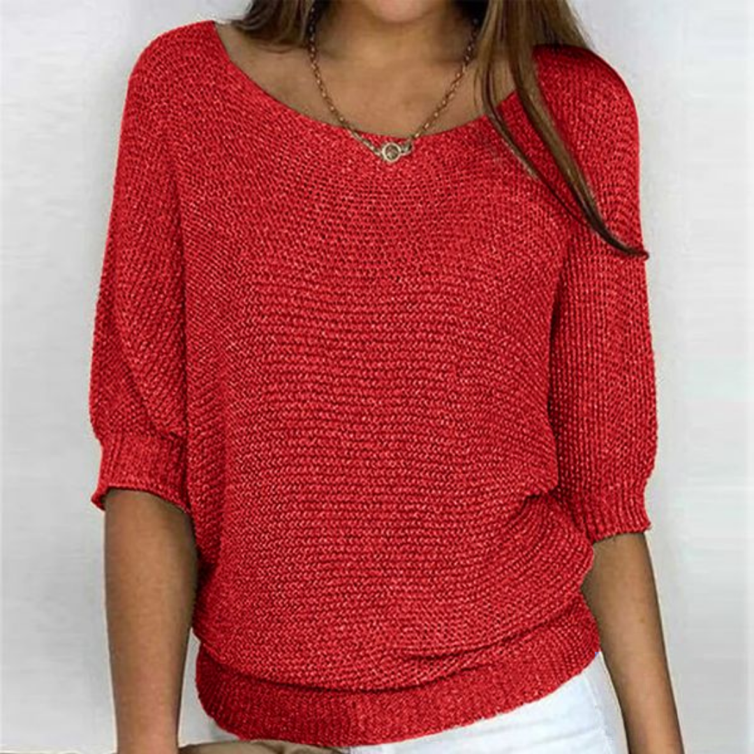 Maglione leggero Sophie – Maglione in maglia fine con maniche a pipistrello ed elegante scollo a barca 