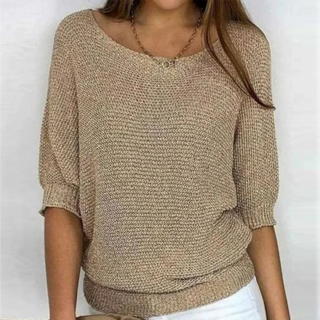 Maglione leggero Sophie – Maglione in maglia fine con maniche a pipistrello ed elegante scollo a barca 