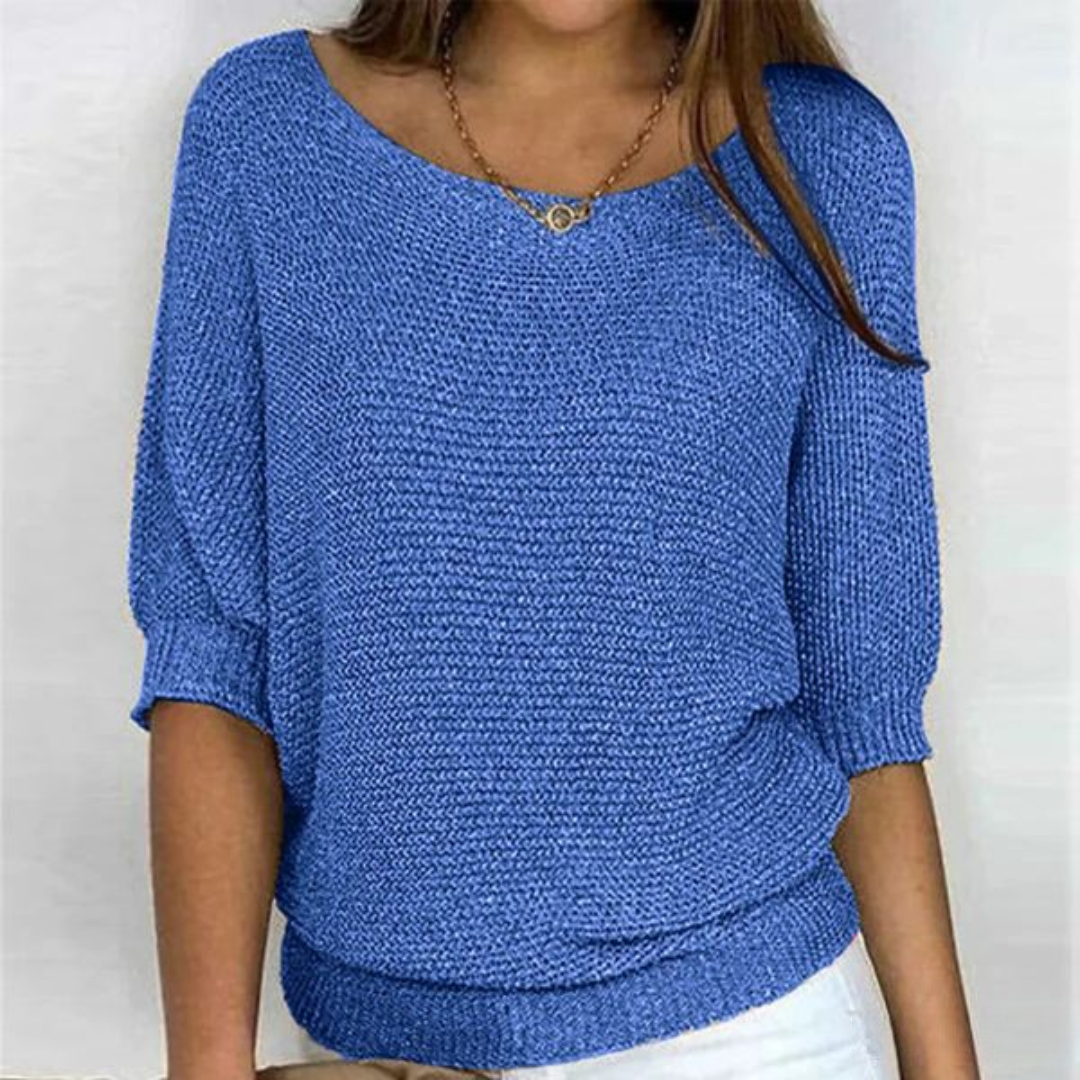 Maglione leggero Sophie – Maglione in maglia fine con maniche a pipistrello ed elegante scollo a barca 