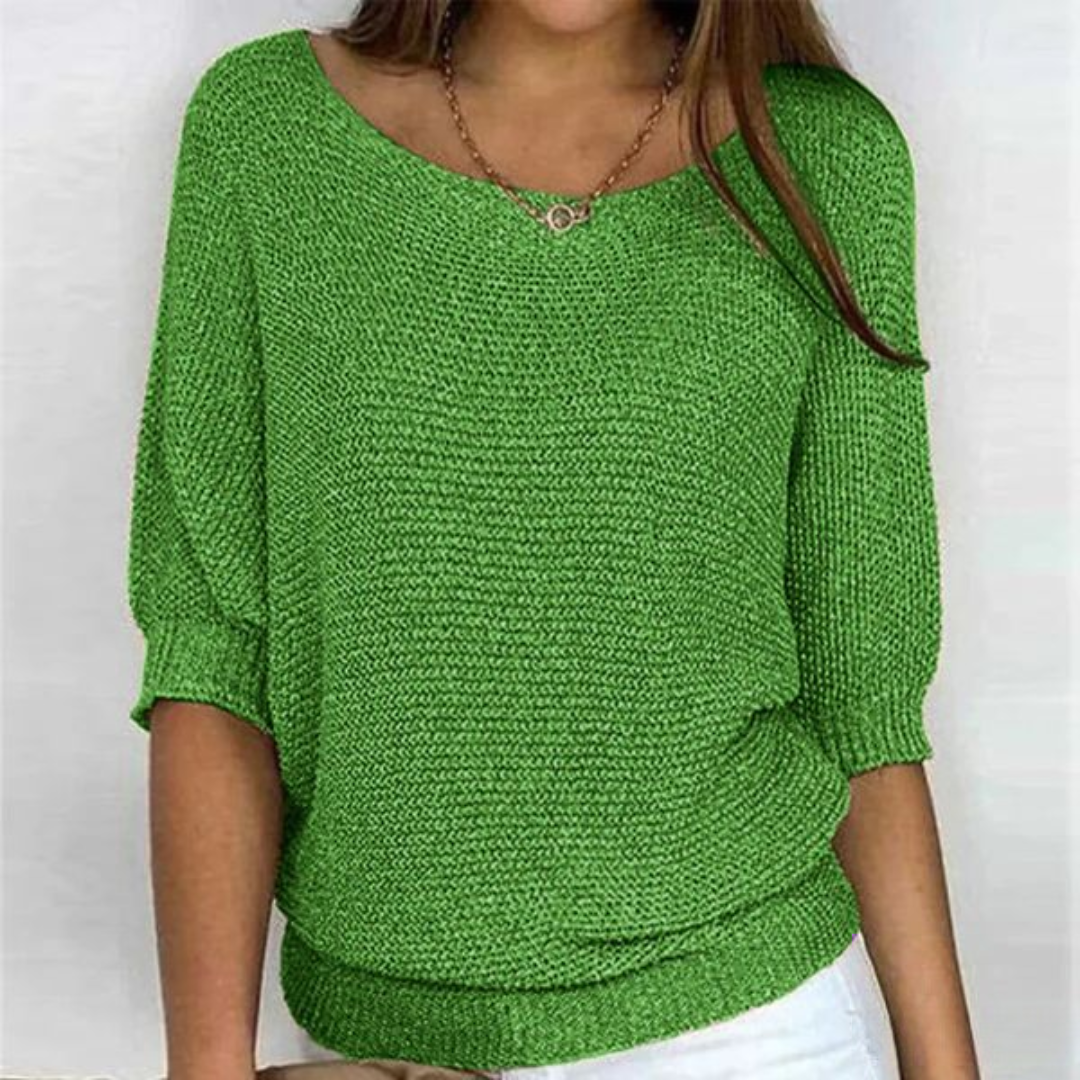 Maglione leggero Sophie – Maglione in maglia fine con maniche a pipistrello ed elegante scollo a barca 