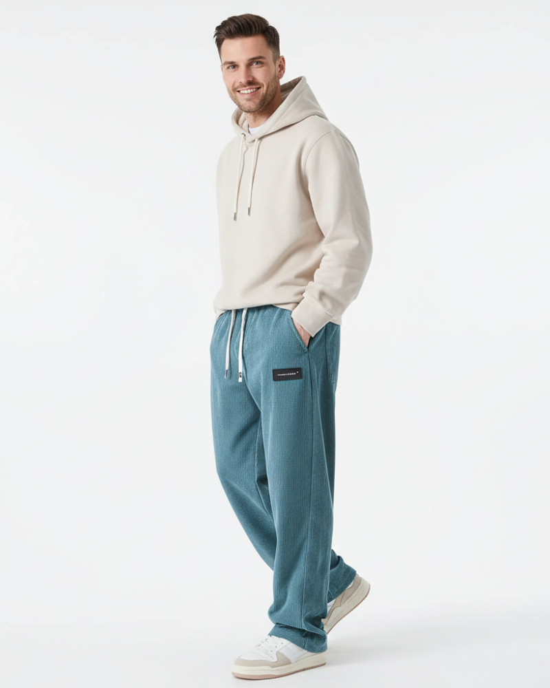 Quinnell Pantalon Homme Velours Côtelé – Taille Ajustable, Confort Chaud & Style Moderne