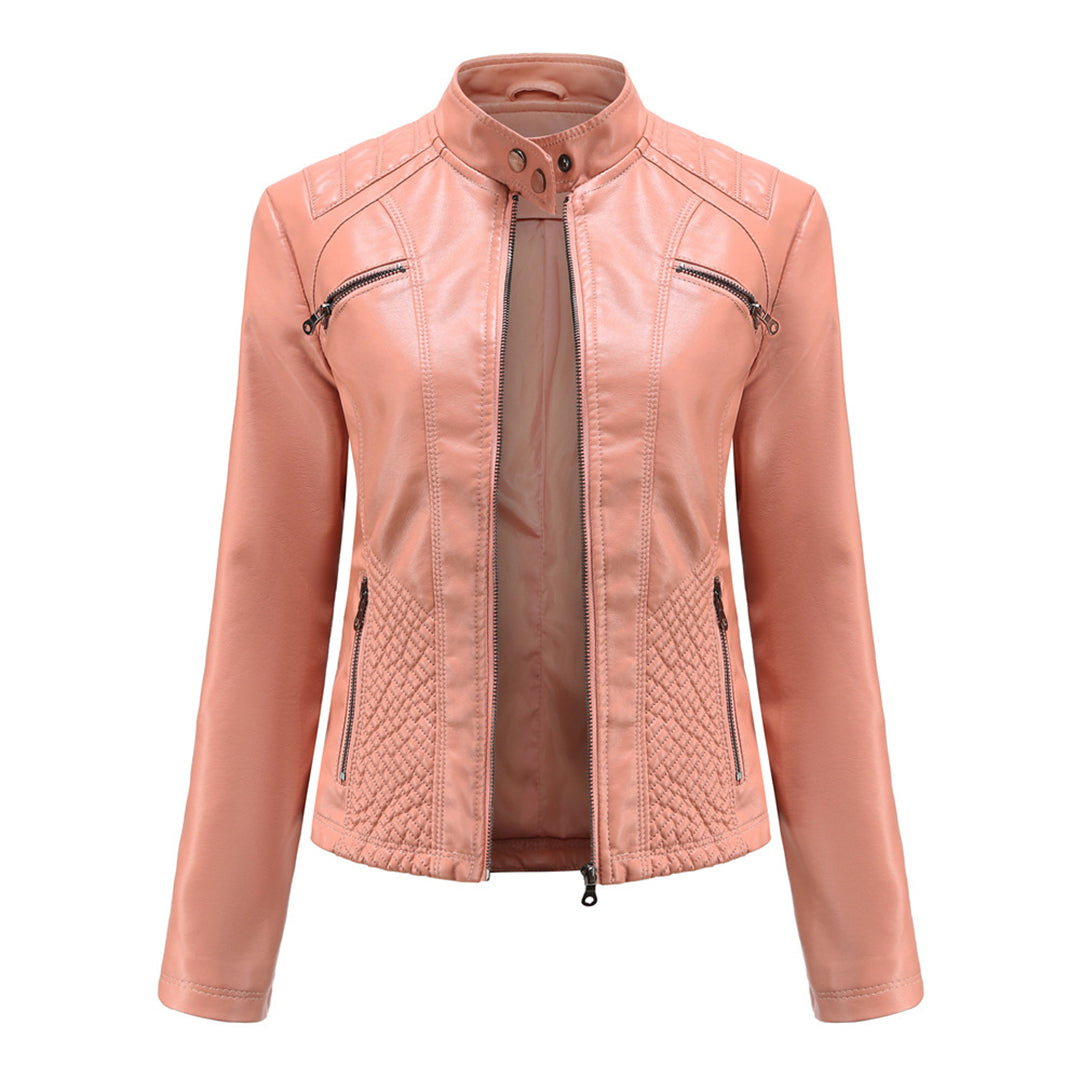 Giacca da donna Andrijana – Elegante giacca in morbida pelle con chiusura asimmetrica