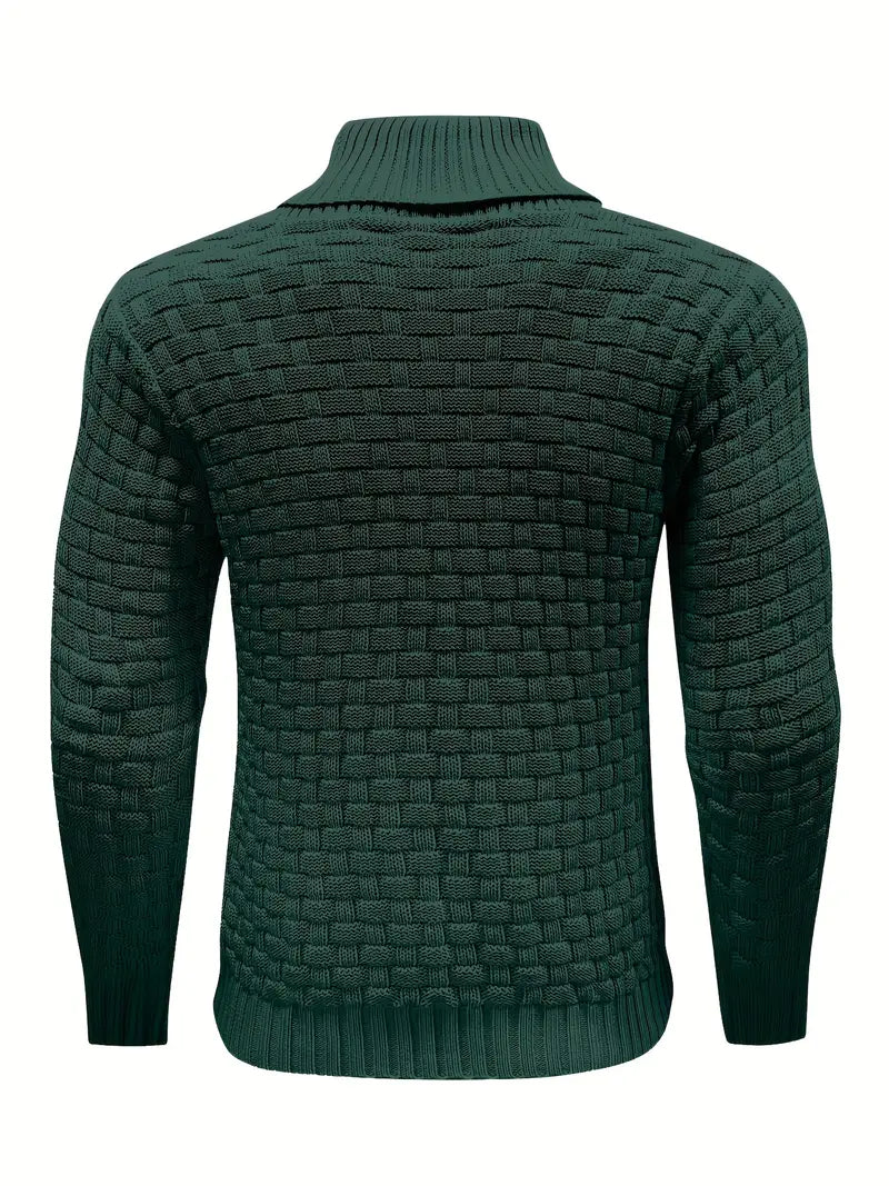 Aaron Pull Homme Col Montant – Maille Épaisse, Chaud & Élégant avec Boutons en Bois