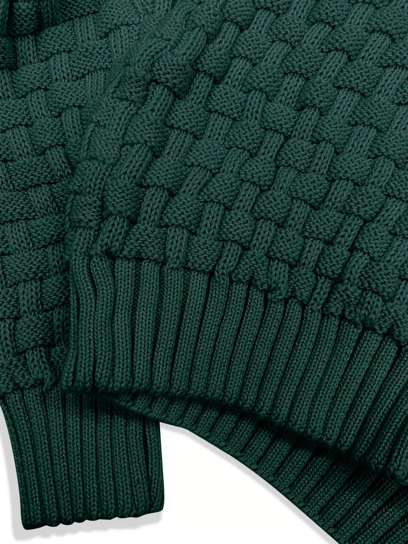 Aaron Pull Homme Col Montant – Maille Épaisse, Chaud & Élégant avec Boutons en Bois